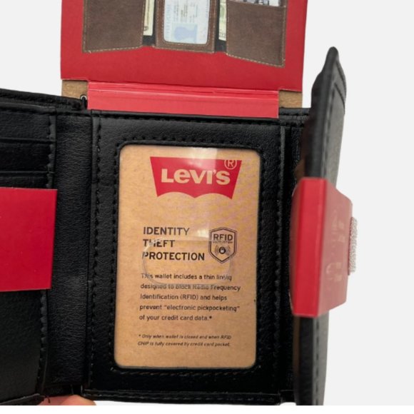 Levi's Men's Trifold Wallet RFID-Blocking Maximum-Capacity Black Gift Boxed - Picture 5 of 10